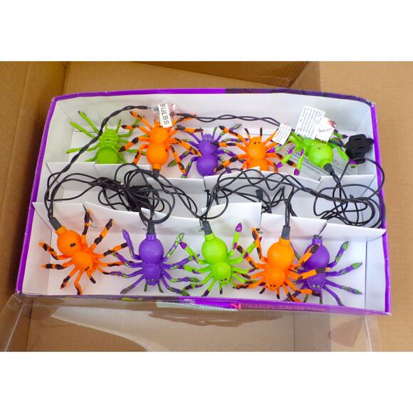 Halloween Spider Lights 6 Ft Light String 8 Ft Total Tested Works Indoor Outdoor - Picture 1 of 5